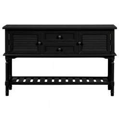 47 in. Black Modern Rectangle Solid Wood Console Table for Living Room with 2-Drawers, 2-Cabinets and 1-Shelf by Huluwat