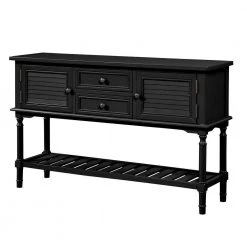 47 in. Black Modern Rectangle Solid Wood Console Table for Living Room with 2-Drawers, 2-Cabinets and 1-Shelf by Huluwat -Southern Enterprises Sales black huluwat console tables dj tc wf280255aab 76 1000