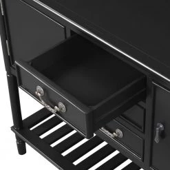 45 in. Black Modern Rectangle Wood Console Table for Living Room with 3-Drawers, 2-Cabinets and 1-Shelf by Huluwat -Southern Enterprises Sales black huluwat console tables dj tc wf280256aab 1f 1000