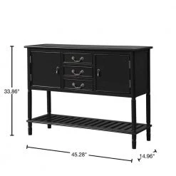 45 in. Black Modern Rectangle Wood Console Table for Living Room with 3-Drawers, 2-Cabinets and 1-Shelf by Huluwat -Southern Enterprises Sales black huluwat console tables dj tc wf280256aab 40 1000
