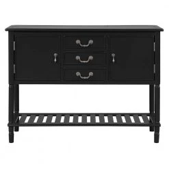 45 in. Black Modern Rectangle Wood Console Table for Living Room with 3-Drawers, 2-Cabinets and 1-Shelf by Huluwat