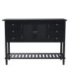 45 in. Black Modern Rectangle Solid Wood Console Table for Living Room with 6-Drawers, 1-Cabinets and 1-Shelf by Huluwat -Southern Enterprises Sales black huluwat console tables dj tc wf280260aab 64 1000