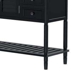 45 in. Black Modern Rectangle Solid Wood Console Table for Living Room with 6-Drawers, 1-Cabinets and 1-Shelf by Huluwat -Southern Enterprises Sales black huluwat console tables dj tc wf280260aab fa 1000