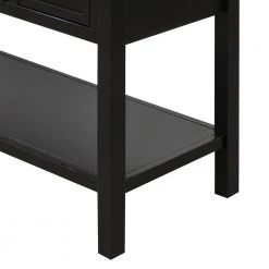 43 in. Black Modern Rectangle Solid Wood Console Table for Living Room with 4-Drawers, 1-Cabinet and 1-Shelf by Huluwat 17 43 in. Black Modern Rectangle Solid Wood Console Table for Living Room with 4-Drawers, 1-Cabinet and 1-Shelf by Huluwat -Southern Enterprises Sales black huluwat console tables dj tc wf286836aab fa 1000