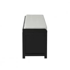 Black Homes Collection Wood Storage Bench with 2-Cabinets (19.3 in. H x 46.8 in. W x 15.3 in. D) by Huluwat -Southern Enterprises Sales black huluwat dining benches dj tc wf195954aab 1f 1000