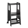 Black MDF Child Step Stool with Adjustable Standing Platform(Set of 1) by Huluwat -Southern Enterprises Sales black huluwat kids chairs xyfx tc sg5081bk 64 1000