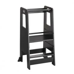 Black MDF Child Step Stool with Adjustable Standing Platform(Set of 1) by Huluwat