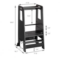 Black MDF Child Step Stool with Adjustable Standing Platform(Set of 1) by Huluwat -Southern Enterprises Sales black huluwat kids chairs xyfx tc sg5081bk c3 1000