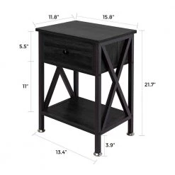 Drawer Black Nightstand with Open Storage Shelves for Bedroom Living Room by Huluwat -Southern Enterprises Sales black huluwat nightstands djyc g w138561894 c3 1000