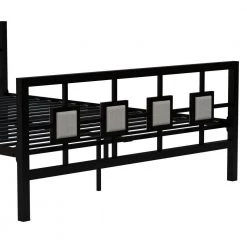Black Metal Bed Frame Full Size Platform No Box Spring Needed with Square design Headboard and Footboard by Huluwat -Southern Enterprises Sales black huluwat platform beds dj tc w21428120 44 1000