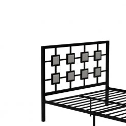 Black Metal Bed Frame Full Size Platform No Box Spring Needed with Square design Headboard and Footboard by Huluwat -Southern Enterprises Sales black huluwat platform beds dj tc w21428120 4f 1000