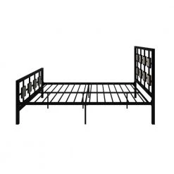 Black Metal Bed Frame Full Size Platform No Box Spring Needed with Square design Headboard and Footboard by Huluwat -Southern Enterprises Sales black huluwat platform beds dj tc w21428120 76 1000