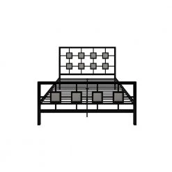 Black Metal Bed Frame Full Size Platform No Box Spring Needed with Square design Headboard and Footboard by Huluwat -Southern Enterprises Sales black huluwat platform beds dj tc w21428120 fa 1000