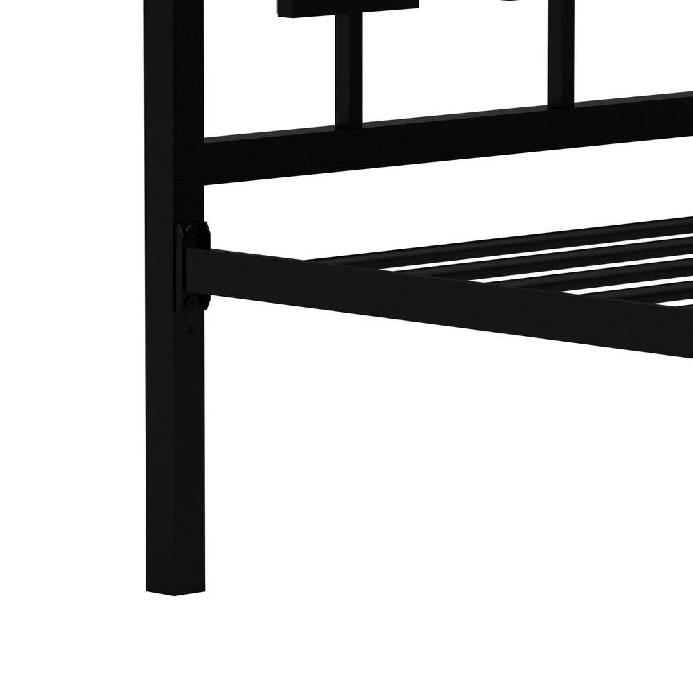 Black Metal Bed Frame Twin Size Platform No Box Spring Needed with Square design Headboard and Footboard by Huluwat 7 Black Metal Bed Frame Twin Size Platform No Box Spring Needed with Square design Headboard and Footboard by Huluwat - Image 5