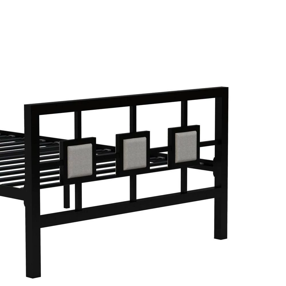 Black Metal Bed Frame Twin Size Platform No Box Spring Needed with Square design Headboard and Footboard by Huluwat 8 Black Metal Bed Frame Twin Size Platform No Box Spring Needed with Square design Headboard and Footboard by Huluwat - Image 6
