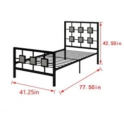 Black Metal Bed Frame Twin Size Platform No Box Spring Needed with Square design Headboard and Footboard by Huluwat 12 Black Metal Bed Frame Twin Size Platform No Box Spring Needed with Square design Headboard and Footboard by Huluwat -Southern Enterprises Sales black huluwat platform beds dj tc w21428121 c3 1000