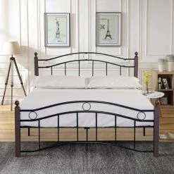 Black Full Size Metal Bed Frame with Headboard and Footboard by Huluwat -Southern Enterprises Sales black huluwat platform beds dj tc w31136097 31 1000