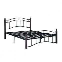 Black Full Size Metal Bed Frame with Headboard and Footboard by Huluwat