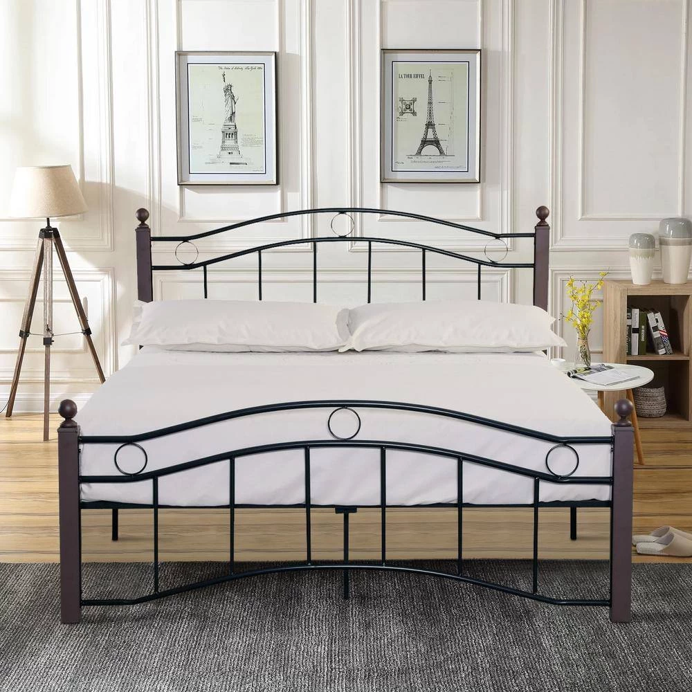 Black Queen Size Metal Bed Frame with Headboard and Footboard by Huluwat 4 Black Queen Size Metal Bed Frame with Headboard and Footboard by Huluwat - Image 2
