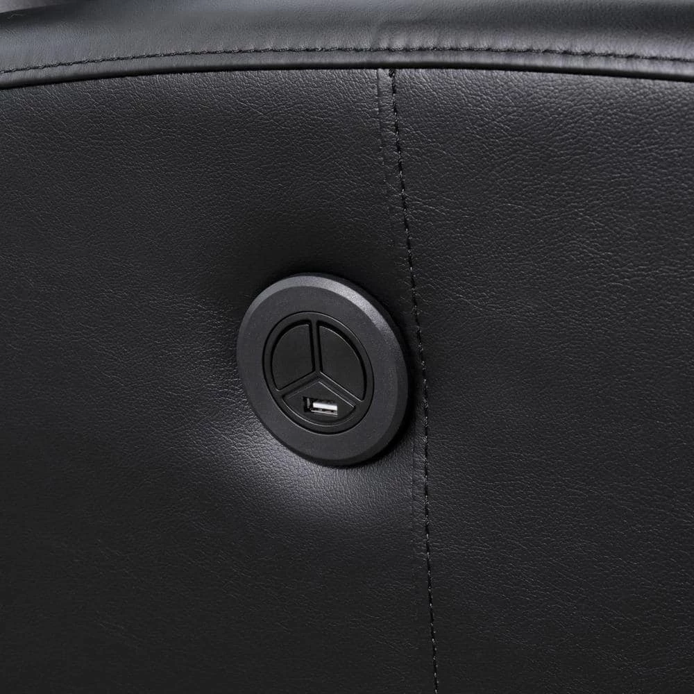 Black Leather Recliner with Power USB(Set of 1) by Huluwat 8 Black Leather Recliner with Power USB(Set of 1) by Huluwat - Image 6