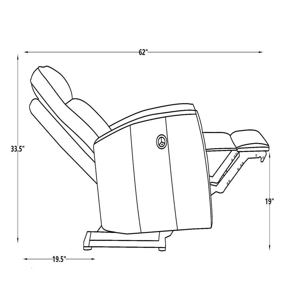 Black Leather Recliner with Power USB(Set of 1) by Huluwat 6 Black Leather Recliner with Power USB(Set of 1) by Huluwat - Image 4