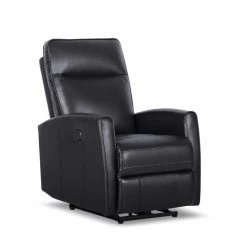 Black Leather Recliner with Power USB(Set of 1) by Huluwat
