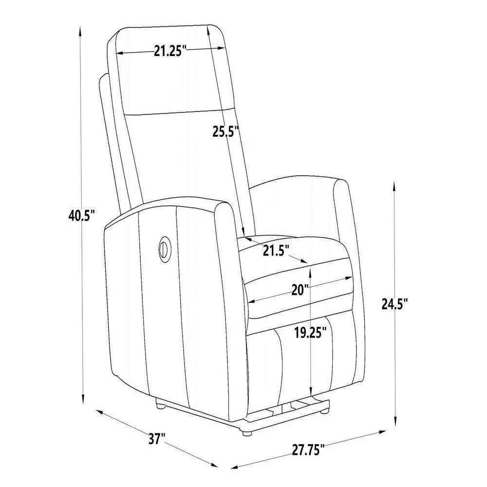 Black Leather Recliner with Power USB(Set of 1) by Huluwat 5 Black Leather Recliner with Power USB(Set of 1) by Huluwat - Image 3