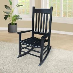 Black Populus Wood Porch Rocker Chair by Huluwat -Southern Enterprises Sales black huluwat rockers gliders ottomans dj tc w49520604 fa 1000