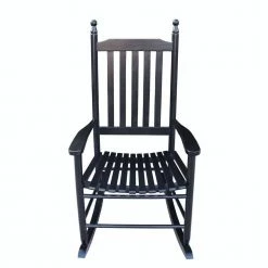Black Populus Wood Porch Rocker Chair by Huluwat