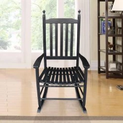 Black Populus Wood Porch Rocker Chair by Huluwat -Southern Enterprises Sales black huluwat rockers gliders ottomans dj tc w49520606 76 1000