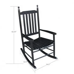 Black Populus Wood Porch Rocker Chair by Huluwat -Southern Enterprises Sales black huluwat rockers gliders ottomans dj tc w49520606 c3 1000