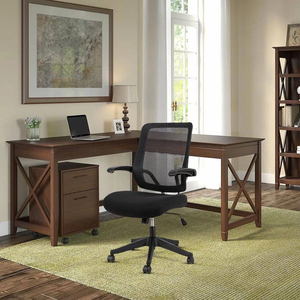 Black Nylon Mesh Office Chair with Flip-up Armrests by Huluwat 6 Black Nylon Mesh Office Chair with Flip-up Armrests by Huluwat - Image 4