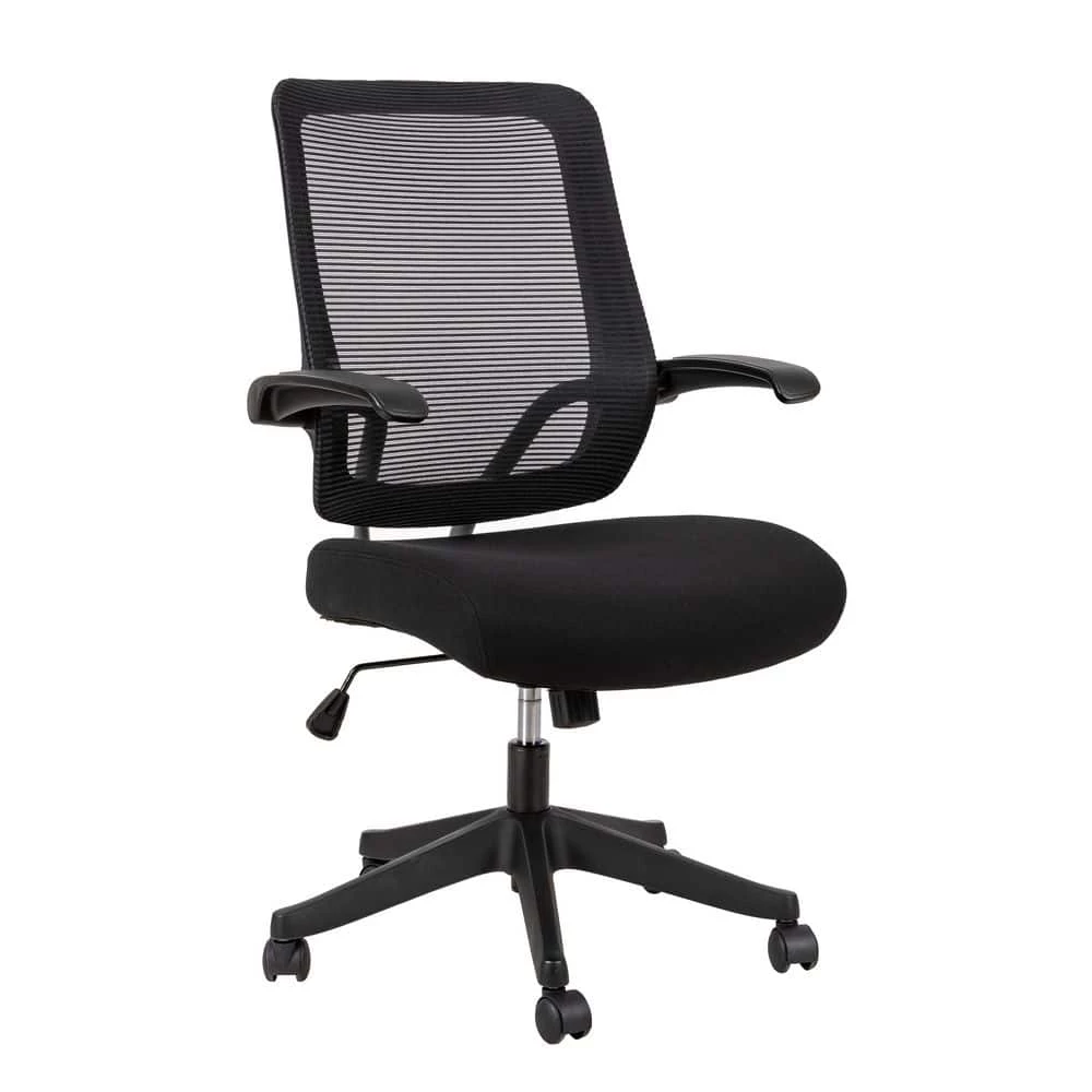 Black Nylon Mesh Office Chair with Flip-up Armrests by Huluwat 3 Black Nylon Mesh Office Chair with Flip-up Armrests by Huluwat