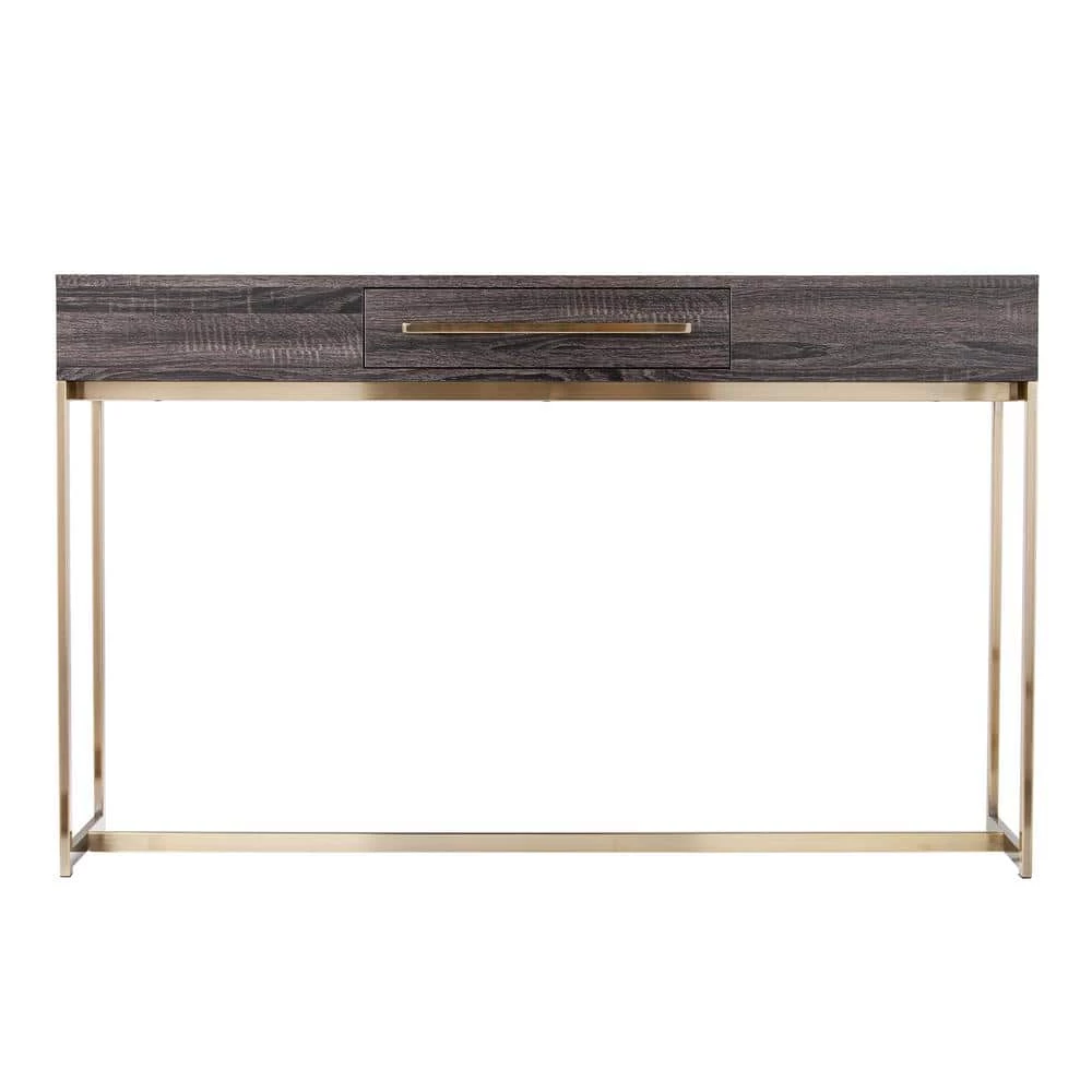 Pastana 47.75 in. Black Oak and Antique Brass Rectangle MDF Top Console Table with Storage by Southern Enterprises 3 Pastana 47.75 in. Black Oak and Antique Brass Rectangle MDF Top Console Table with Storage by Southern Enterprises