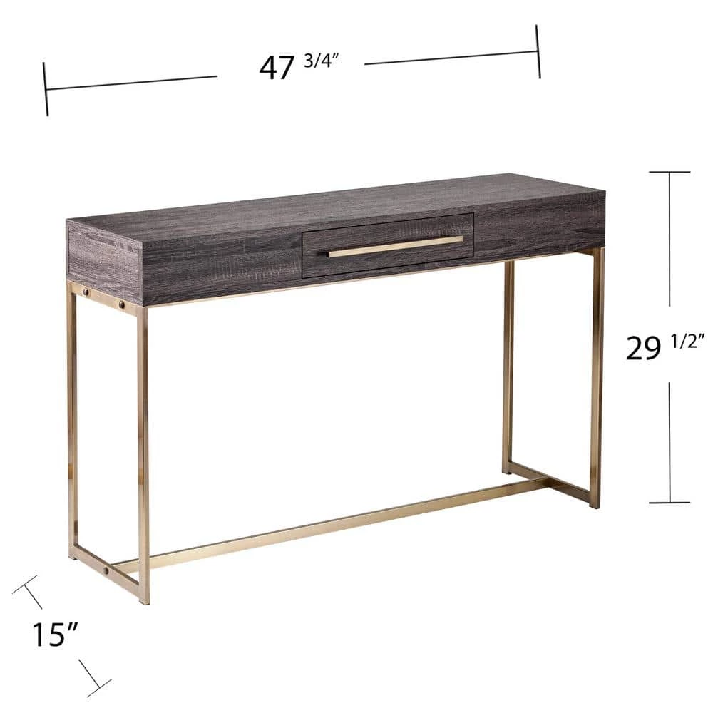 Pastana 47.75 in. Black Oak and Antique Brass Rectangle MDF Top Console Table with Storage by Southern Enterprises 7 Pastana 47.75 in. Black Oak and Antique Brass Rectangle MDF Top Console Table with Storage by Southern Enterprises - Image 5