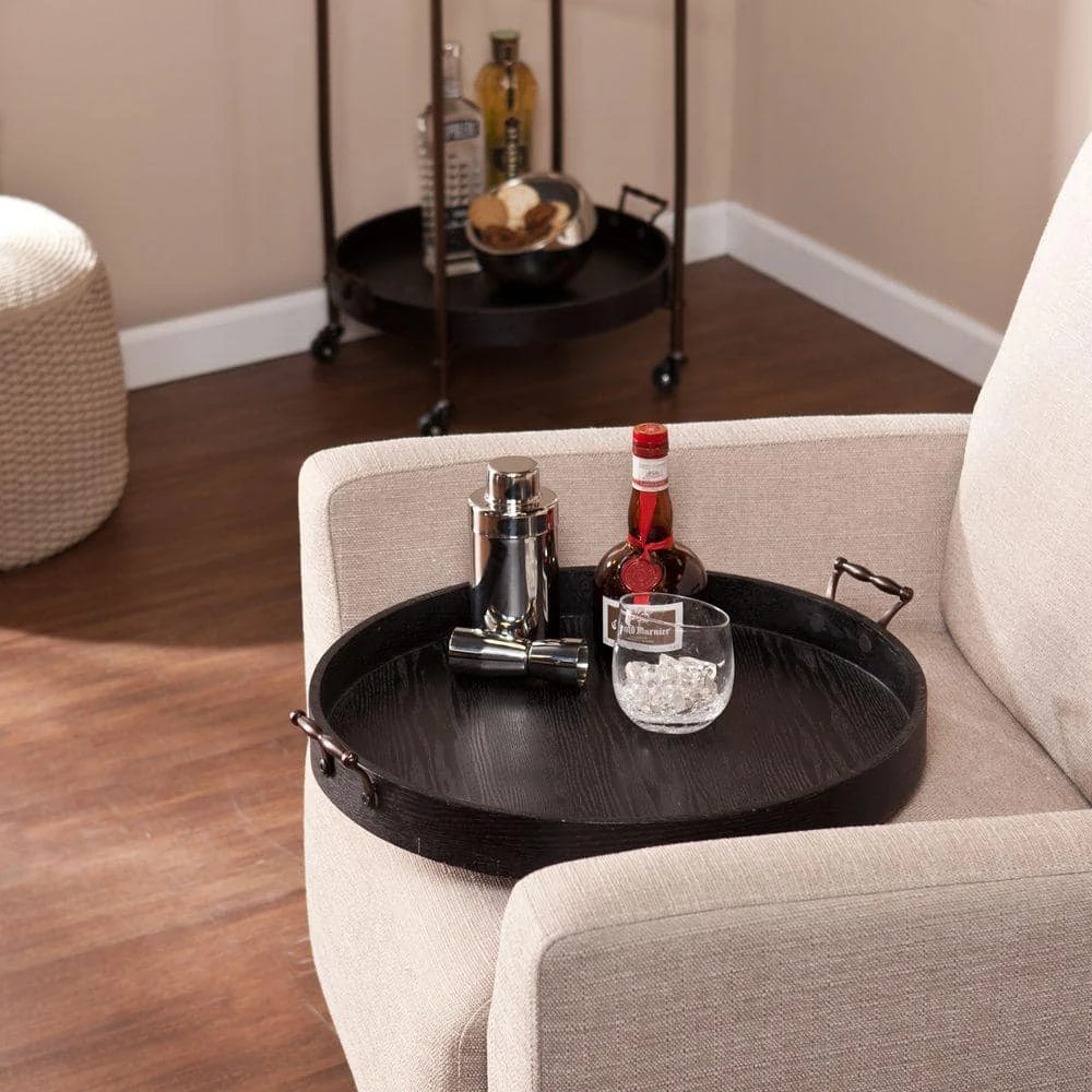 Linwood Black and Aged Bronze Serving Cart by Southern Enterprises 5 Linwood Black and Aged Bronze Serving Cart by Southern Enterprises - Image 3