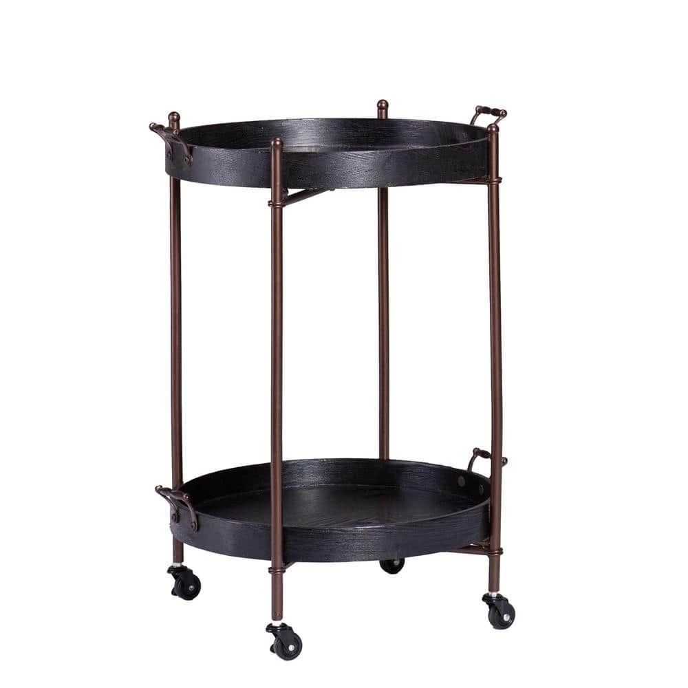 Linwood Black and Aged Bronze Serving Cart by Southern Enterprises 3 Linwood Black and Aged Bronze Serving Cart by Southern Enterprises