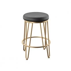 Stillens 26 in. Gold Backless Metal Counter Stool with Faux Leather Seat by Southern Enterprises