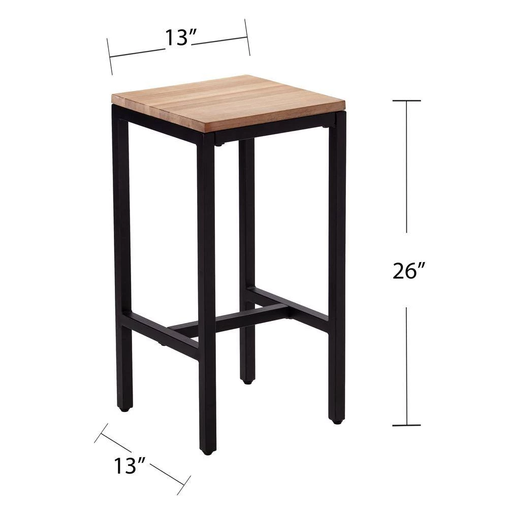 Brella 26 in. Black Iron Backless Bar Stool with Wood Seat (Set of 2) by Southern Enterprises 7 Brella 26 in. Black Iron Backless Bar Stool with Wood Seat (Set of 2) by Southern Enterprises - Image 5