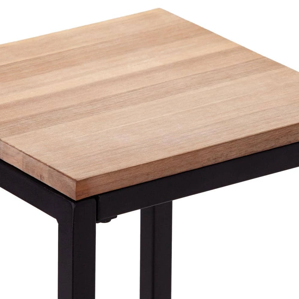 Brella 26 in. Black Iron Backless Bar Stool with Wood Seat (Set of 2) by Southern Enterprises 6 Brella 26 in. Black Iron Backless Bar Stool with Wood Seat (Set of 2) by Southern Enterprises - Image 4