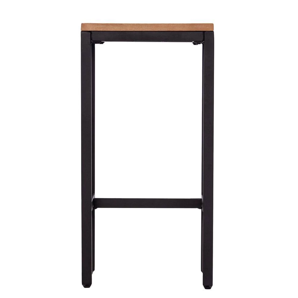 Brella 26 in. Black Iron Backless Bar Stool with Wood Seat (Set of 2) by Southern Enterprises 4 Brella 26 in. Black Iron Backless Bar Stool with Wood Seat (Set of 2) by Southern Enterprises - Image 2