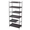 Drysdale 72 in. Wood Black 6-Shelf Etagere Bookcase with Sliding Shelves by Southern Enterprises -Southern Enterprises Sales black southern enterprises bookcases bookshelves hd391250 64 1000