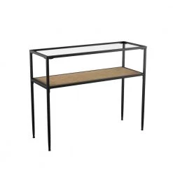 Bladeston 39.5 in Black Standard Rectangle Glass Console Table by Southern Enterprises