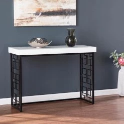 Mottingham 16.25 in. Black Rectangle Glass Console Table by Southern Enterprises -Southern Enterprises Sales black southern enterprises console tables hd391656 31 1000