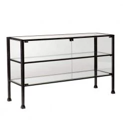Paxton 51 in. Black/Clear Rectangle Glass Console Table with Storage by Southern Enterprises