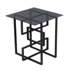 Cortland 22 in. Black Square Glass End Table by Southern Enterprises