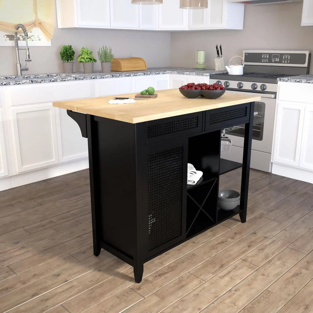 Boscobel Black Kitchen Island with Drop Leaf by Southern Enterprises 8 Boscobel Black Kitchen Island with Drop Leaf by Southern Enterprises - Image 6