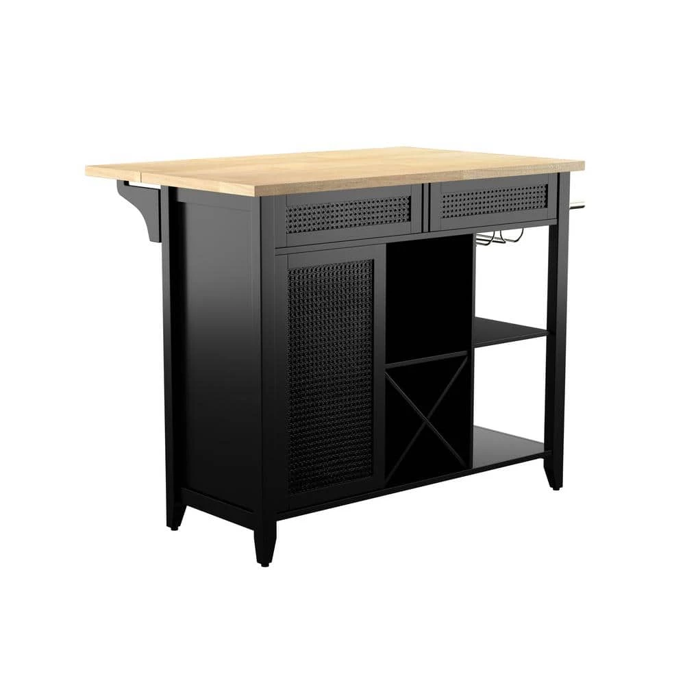 Boscobel Black Kitchen Island with Drop Leaf by Southern Enterprises 3 Boscobel Black Kitchen Island with Drop Leaf by Southern Enterprises