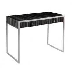 Hugh 42 in. Glass Rectangle Silver 2-Drawer Writing Desk by Southern Enterprises