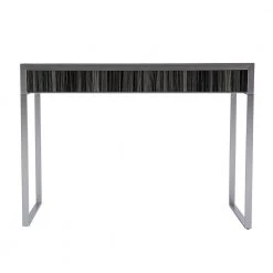 Hugh 42 in. Glass Rectangle Silver 2-Drawer Writing Desk by Southern Enterprises -Southern Enterprises Sales black southern enterprises writing desks hd391717 66 1000